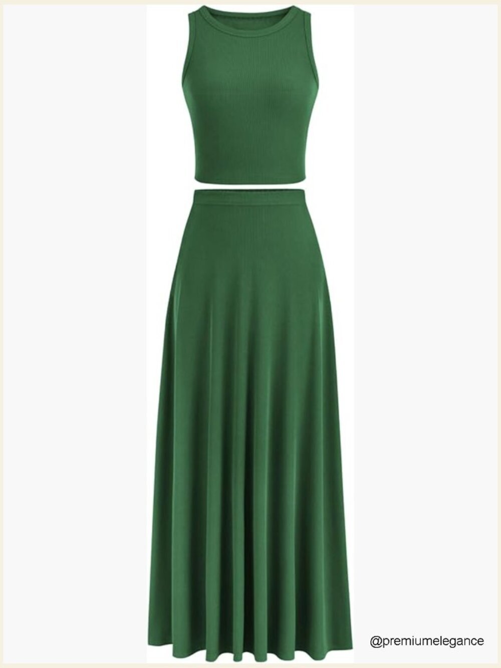 Women's 2 Piece Maxi Skirt Set - Crop Tank Top & Long Skirt Outfit